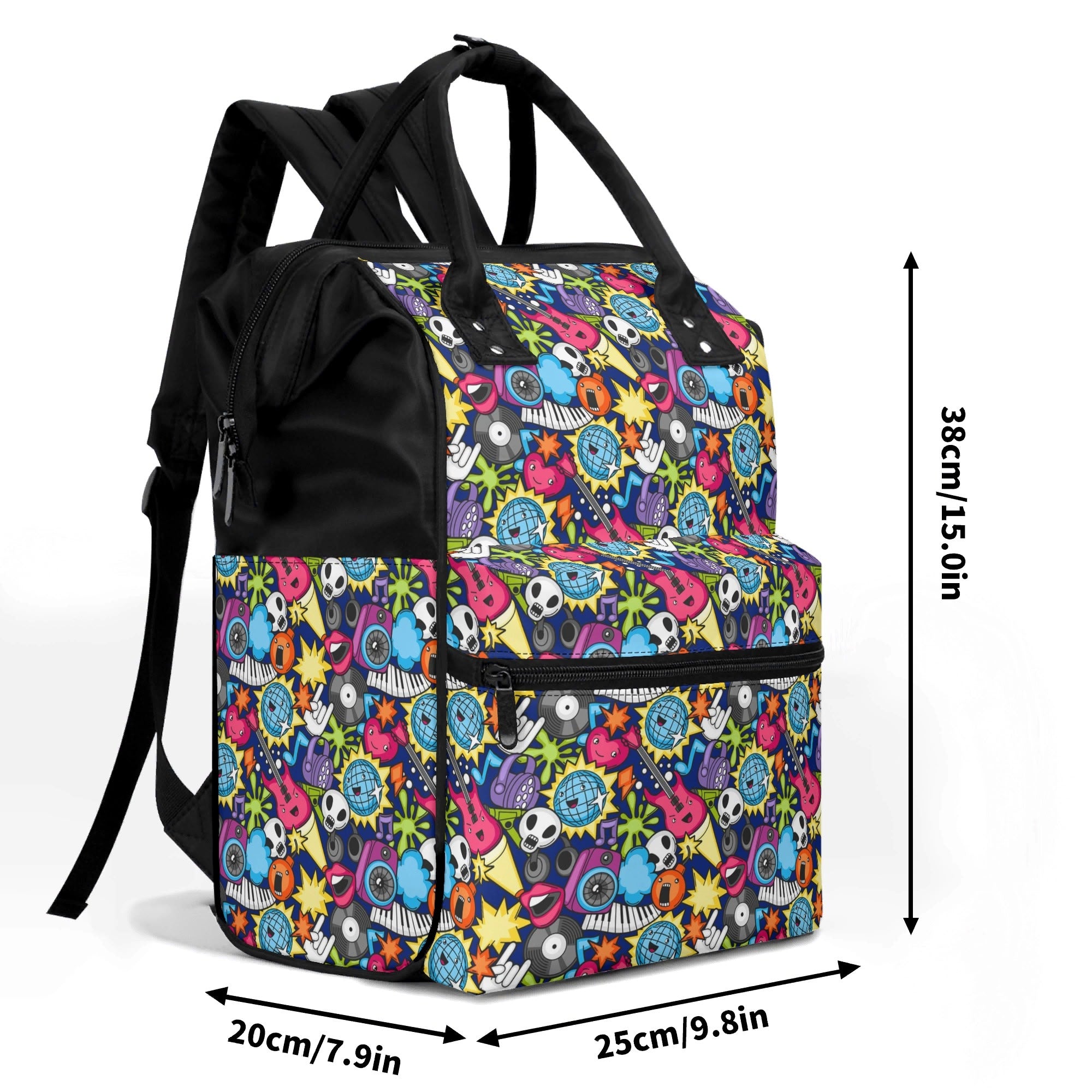 Sticker Music Multi Pocket Backpack Multi Pocket Backpack Music Printed Offshore