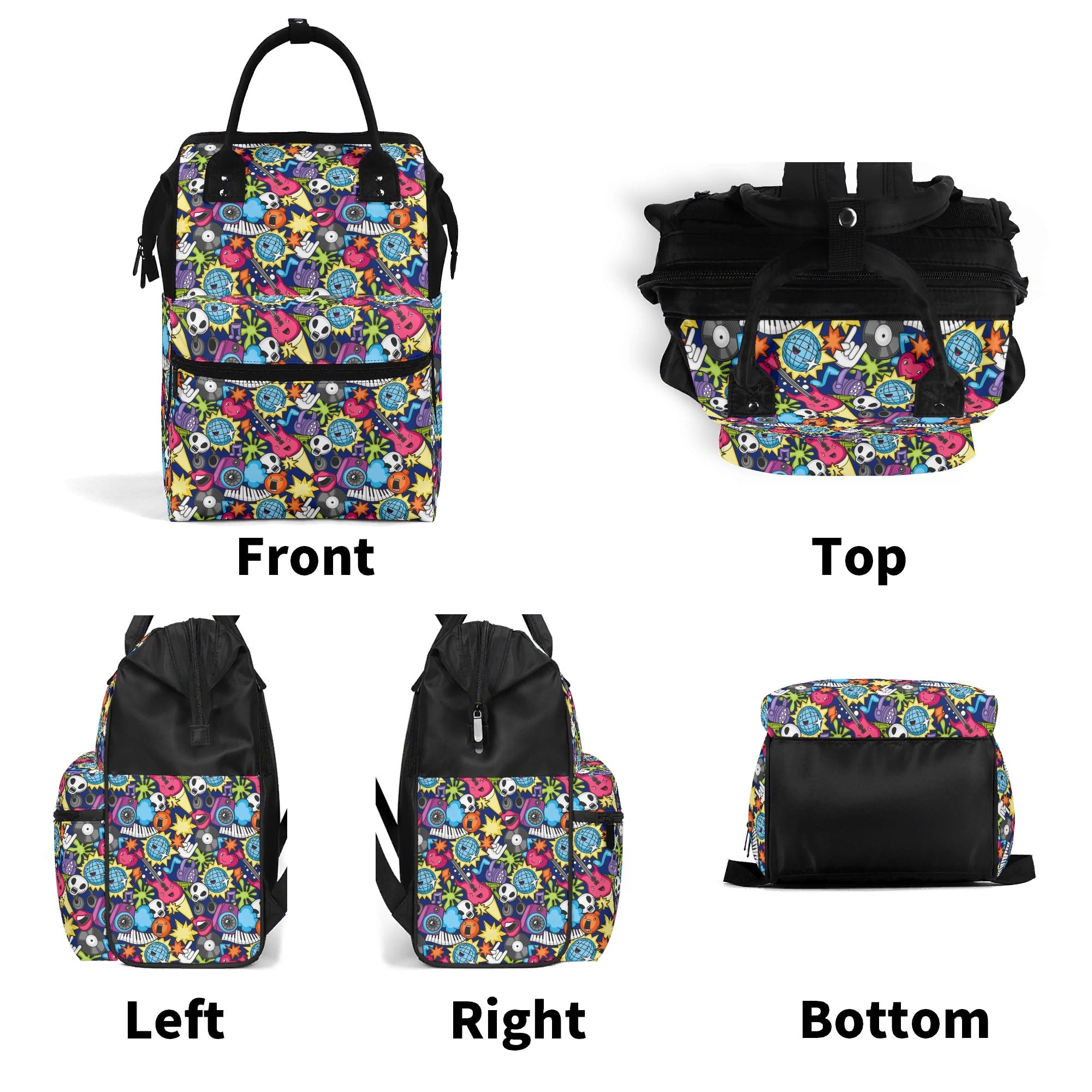 Sticker Music Multi Pocket Backpack Multi Pocket Backpack Music Printed Offshore