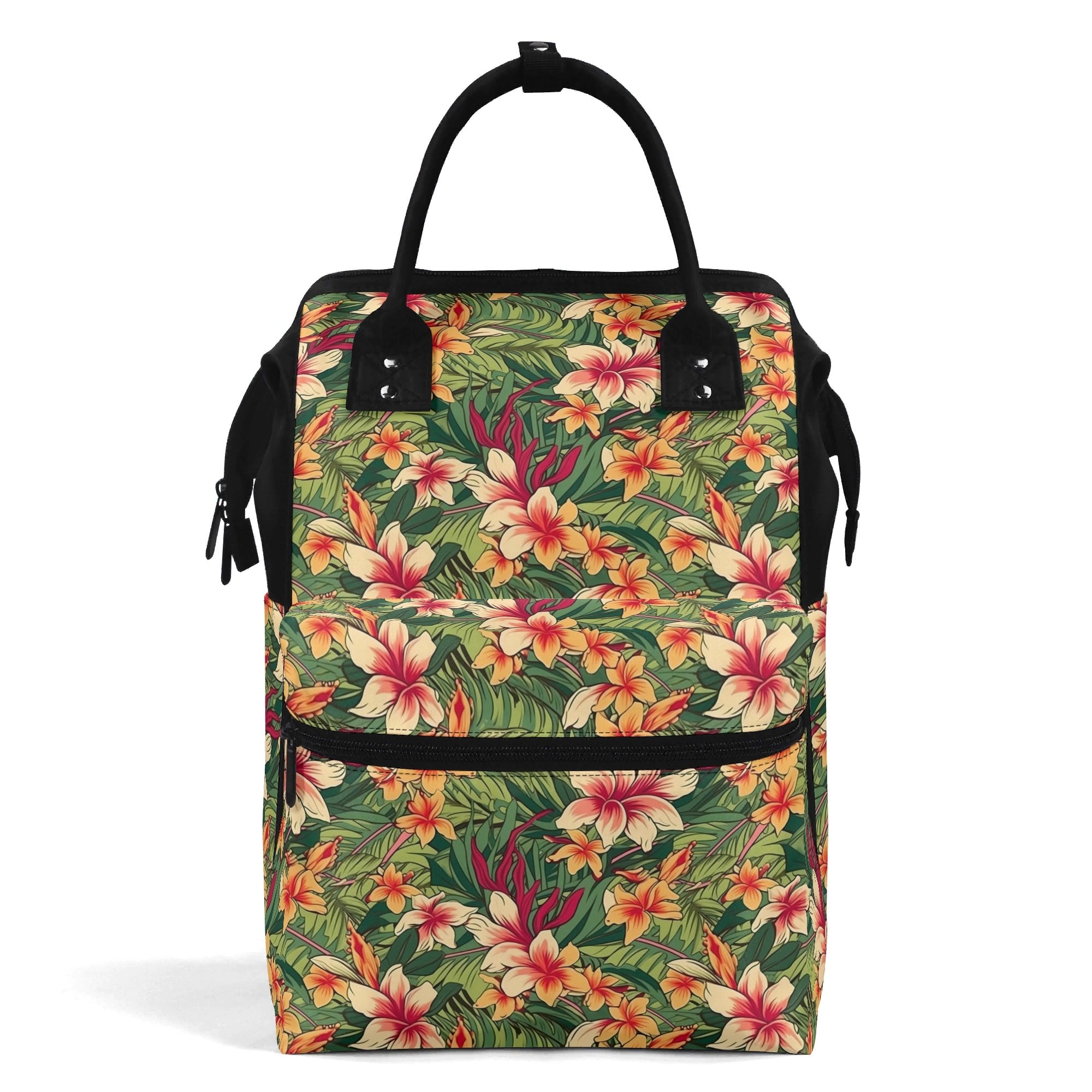 Vintage Hawaiian Floral Multi Pocket Backpack Default Title Multi Pocket Backpack Plants Printed Offshore