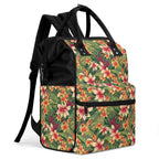Vintage Hawaiian Floral Multi Pocket Backpack Multi Pocket Backpack Plants Printed Offshore