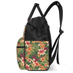 Vintage Hawaiian Floral Multi Pocket Backpack Multi Pocket Backpack Plants Printed Offshore