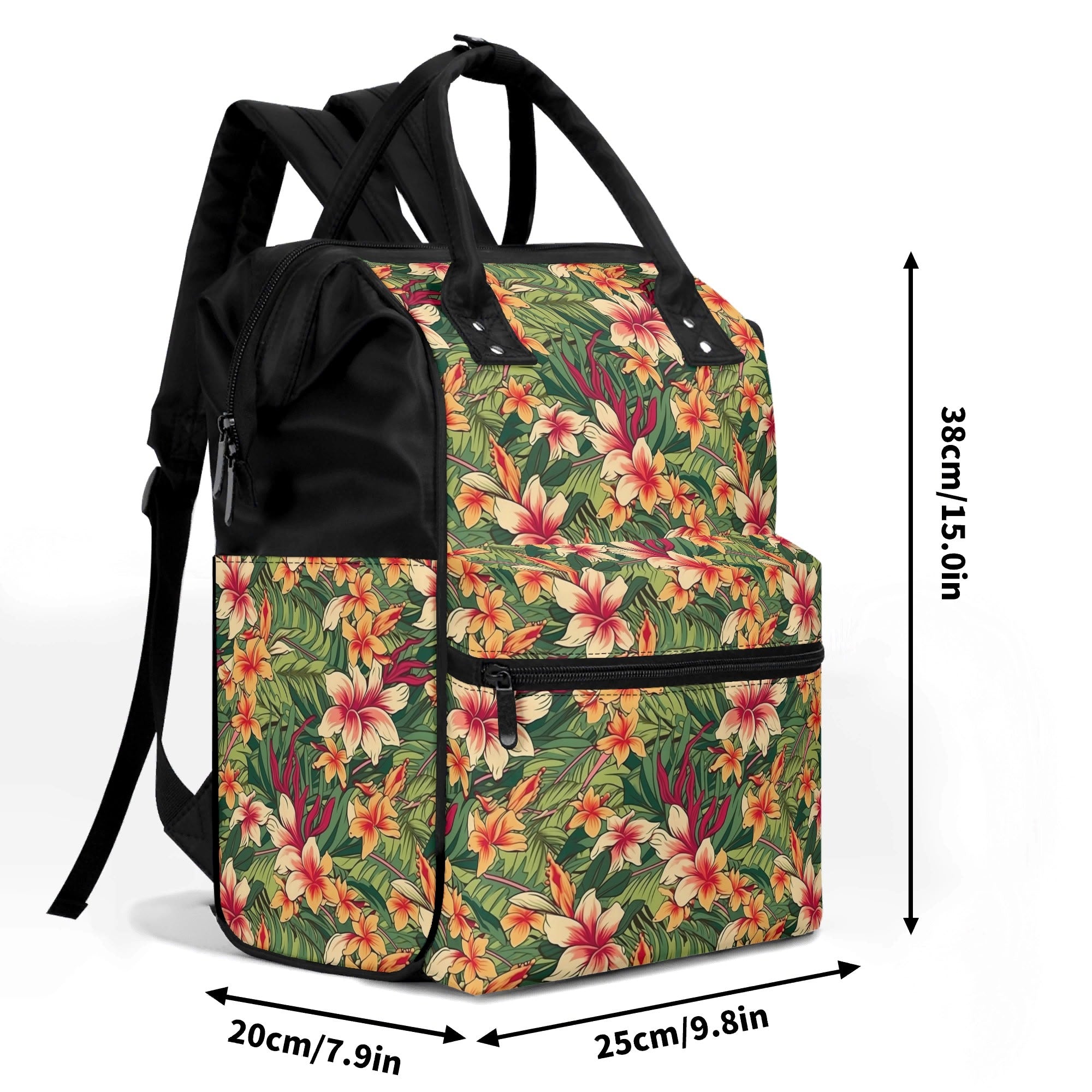 Vintage Hawaiian Floral Multi Pocket Backpack Multi Pocket Backpack Plants Printed Offshore