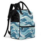 Ocean Waves Multi Pocket Backpack Multi Pocket Backpack Ocean Printed Offshore Surf