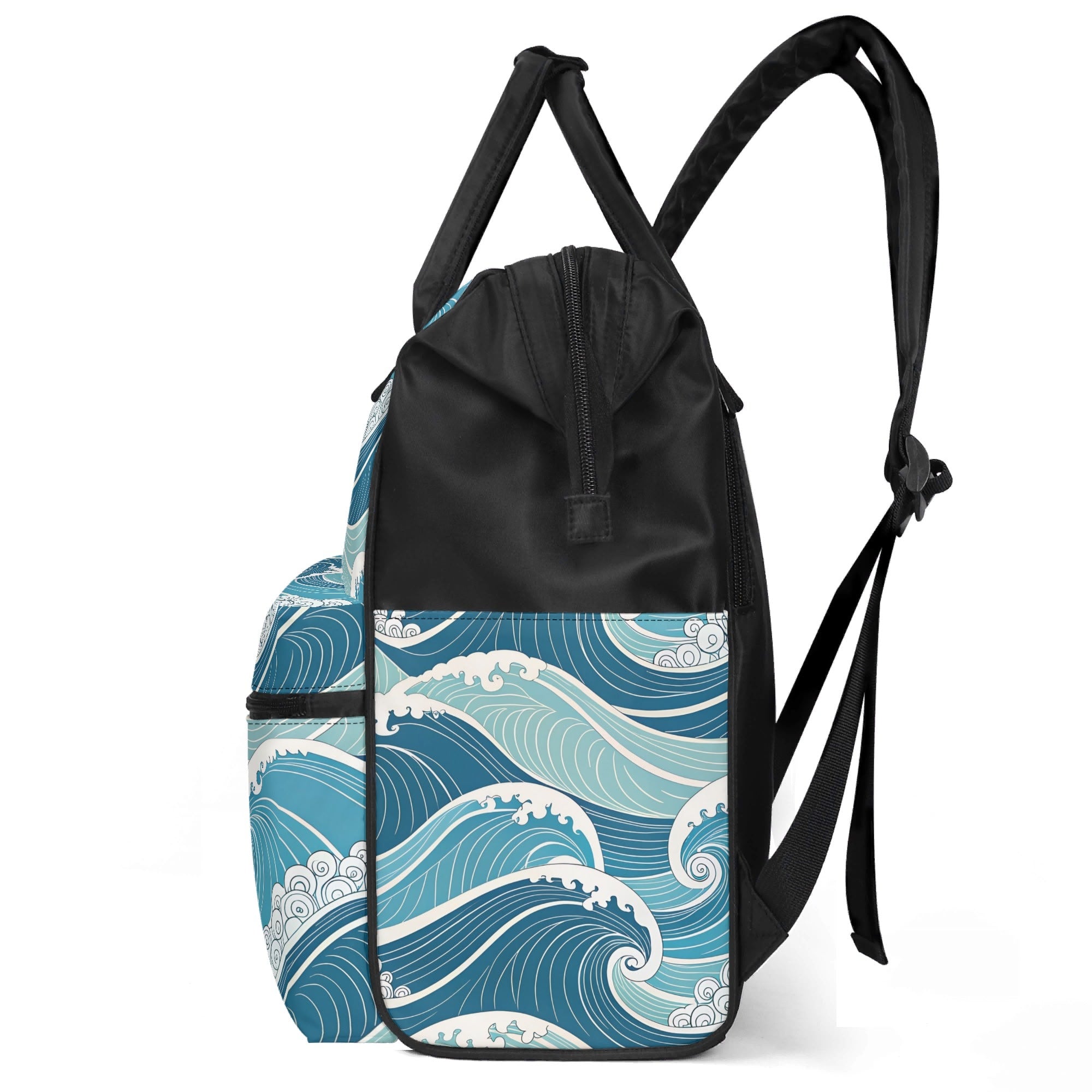 Ocean Waves Multi Pocket Backpack Multi Pocket Backpack Ocean Printed Offshore Surf