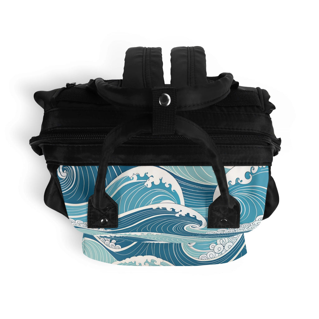 Ocean Waves Multi Pocket Backpack Multi Pocket Backpack Ocean Printed Offshore Surf