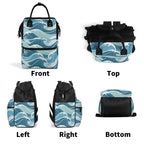 Ocean Waves Multi Pocket Backpack Multi Pocket Backpack Ocean Printed Offshore Surf