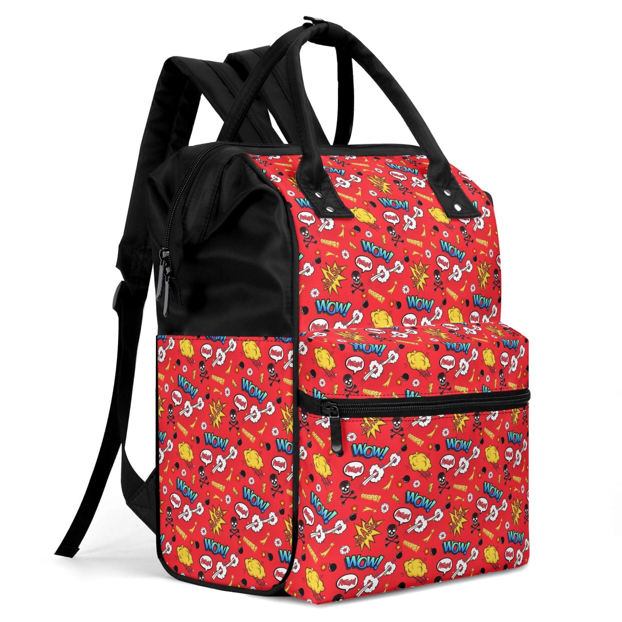 Comic Book Red Multi Pocket Backpack Multi Pocket Backpack comic Printed Offshore