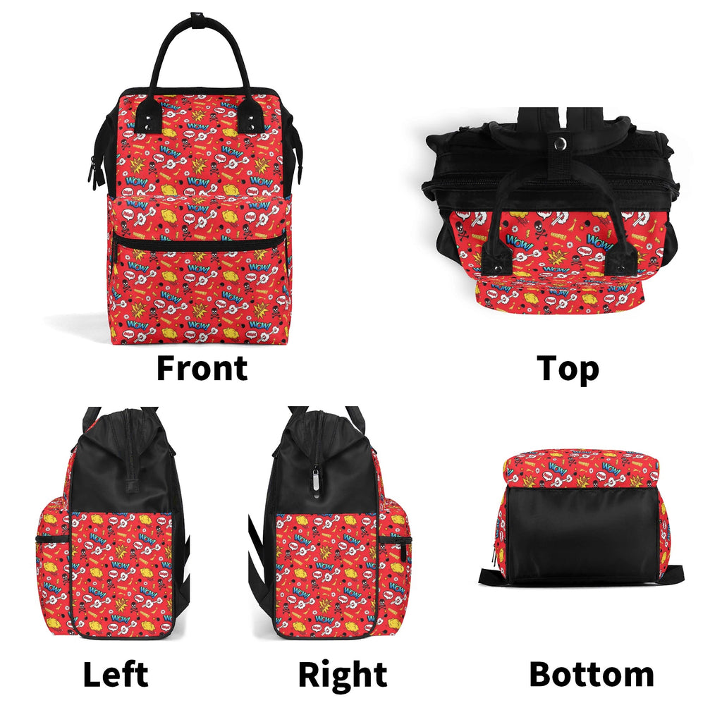 Comic Book Red Multi Pocket Backpack Multi Pocket Backpack comic Printed Offshore