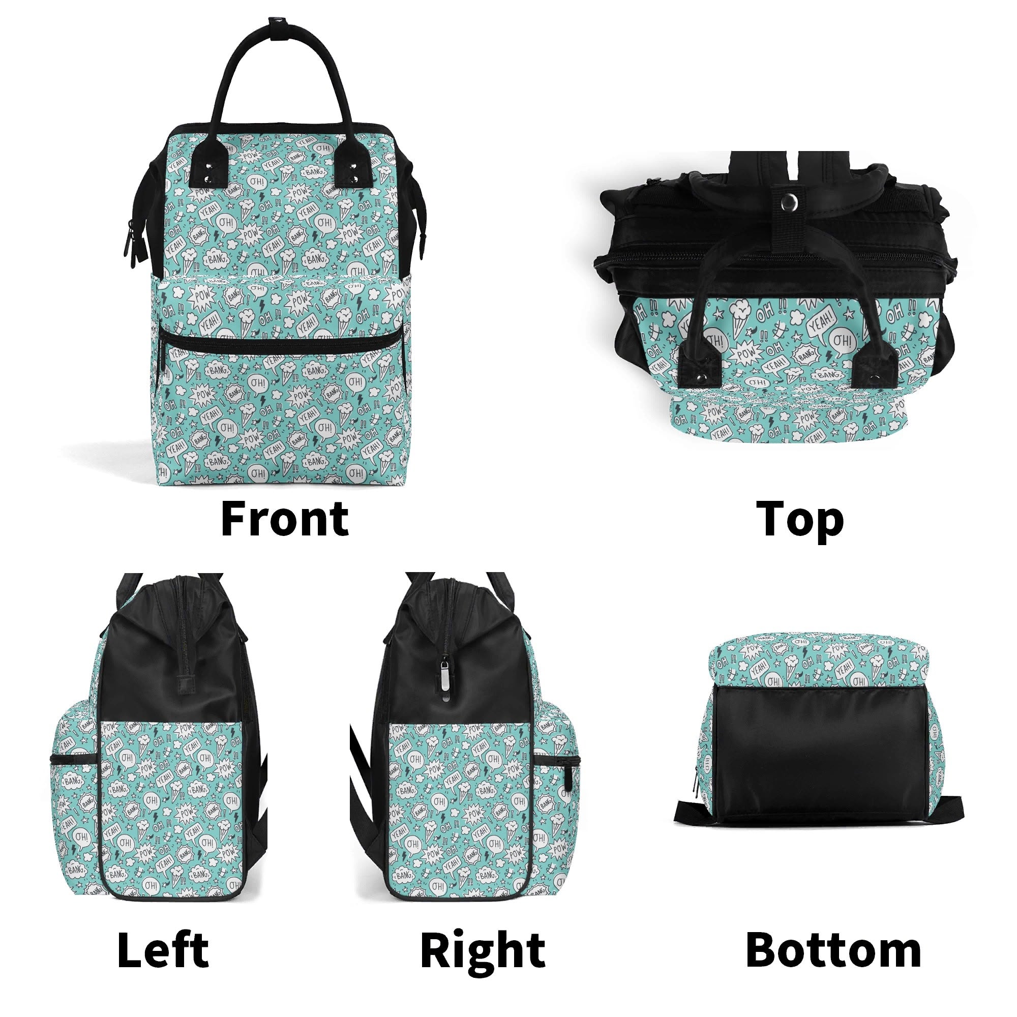 Comic Book Speech Bubbles Multi Pocket Backpack Multi Pocket Backpack comic Printed Offshore