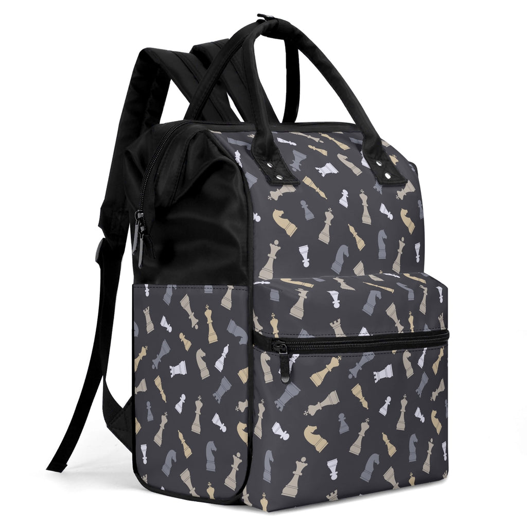 Chess Pattern Multi Pocket Backpack Multi Pocket Backpack Chess Printed Offshore