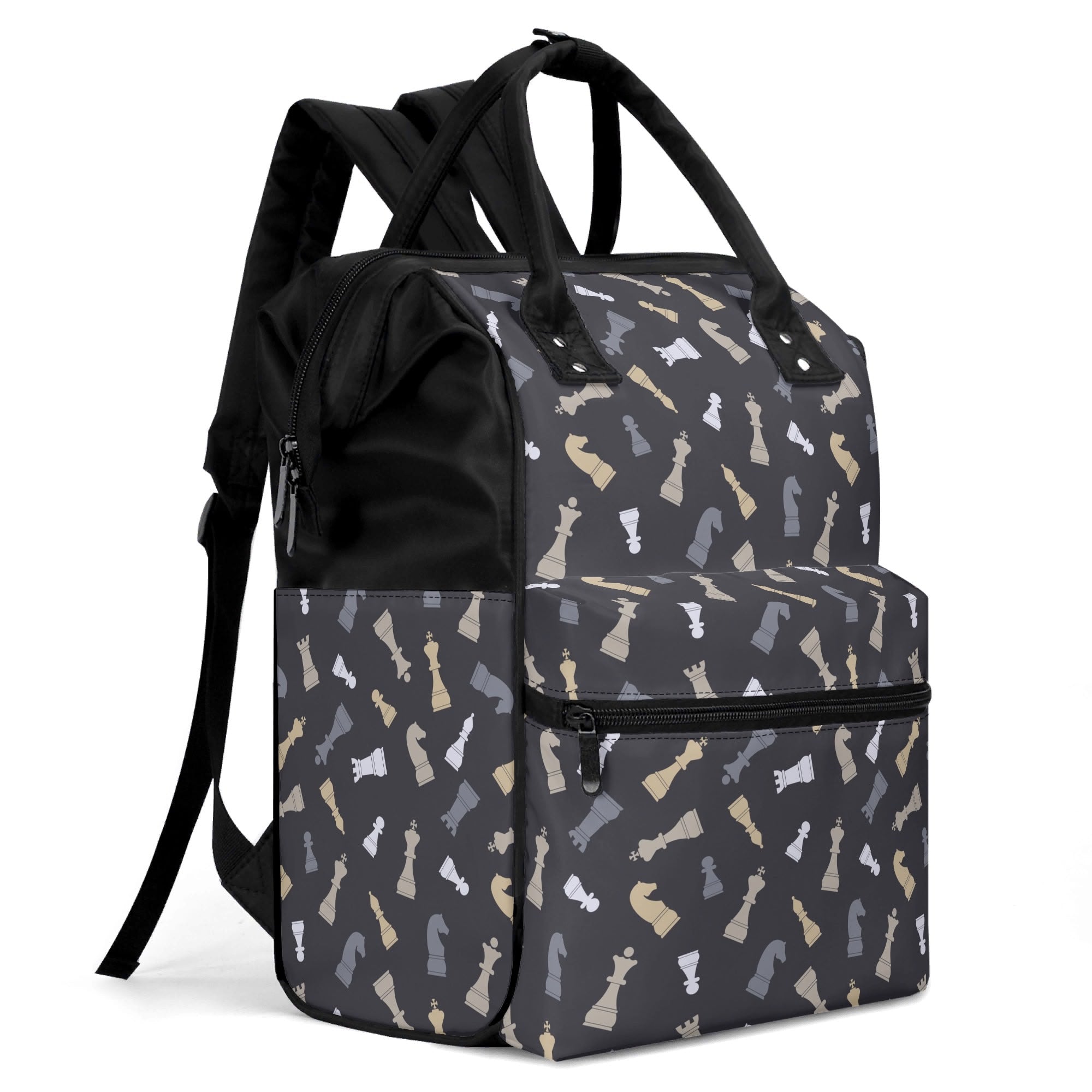 Chess Pattern Multi Pocket Backpack Multi Pocket Backpack Chess Printed Offshore