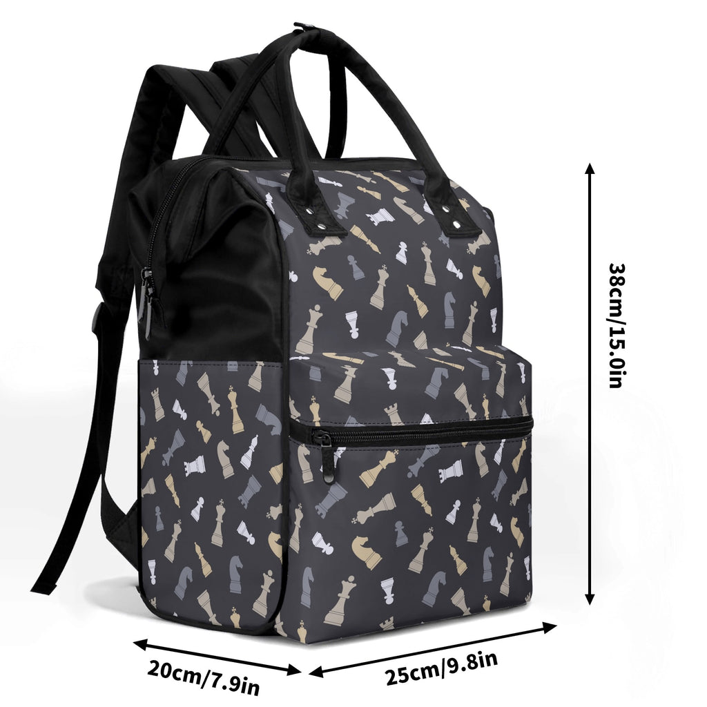 Chess Pattern Multi Pocket Backpack Multi Pocket Backpack Chess Printed Offshore