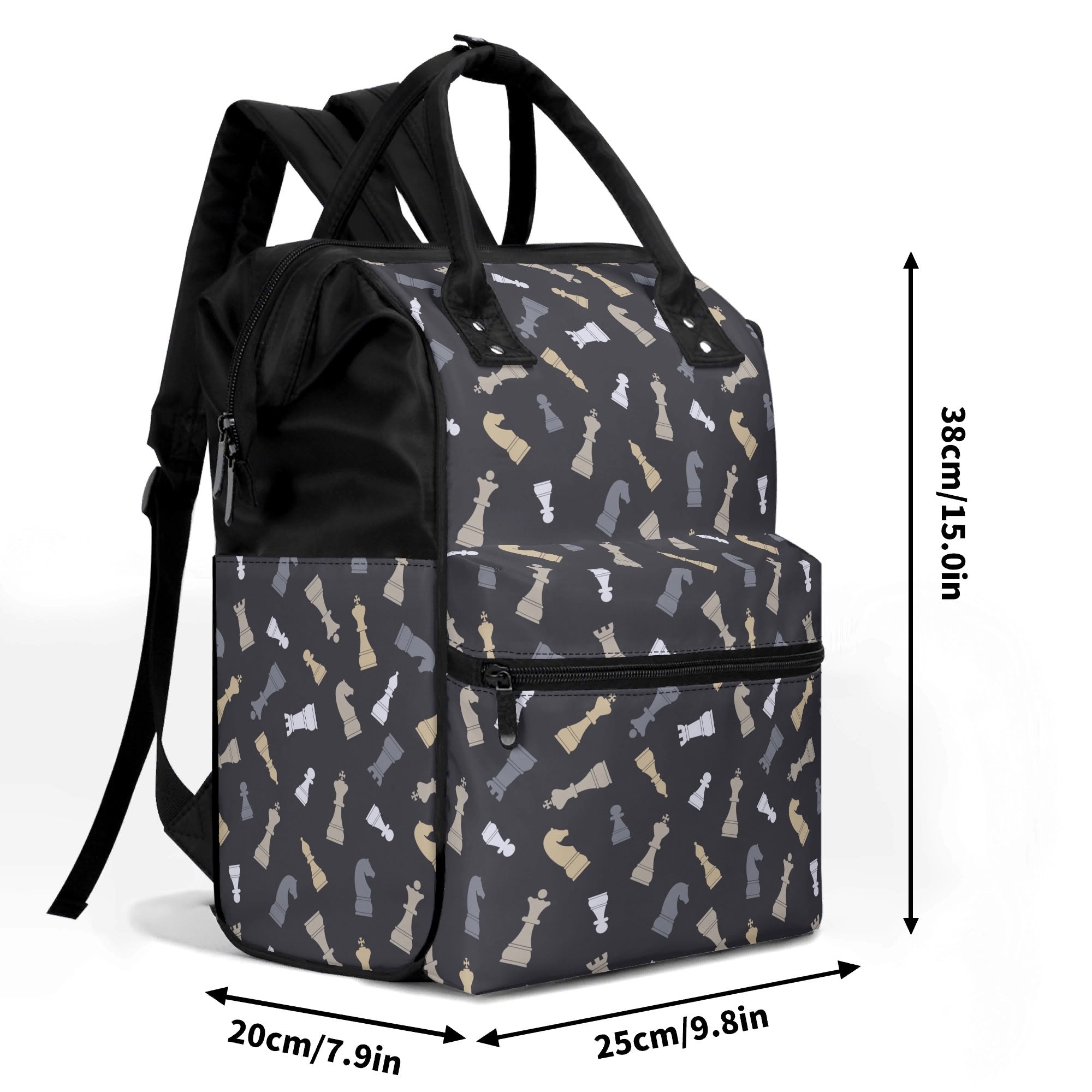 Chess Pattern Multi Pocket Backpack Multi Pocket Backpack Chess Printed Offshore