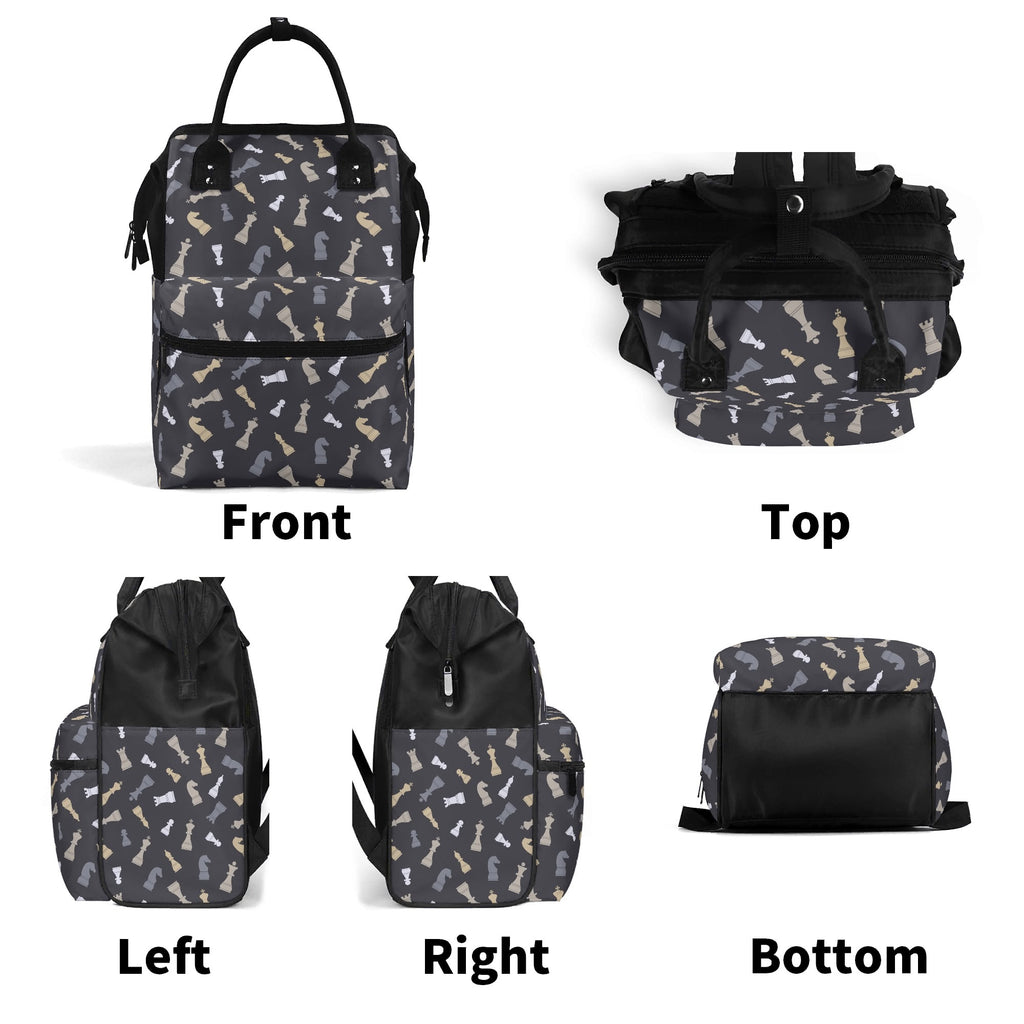 Chess Pattern Multi Pocket Backpack Multi Pocket Backpack Chess Printed Offshore