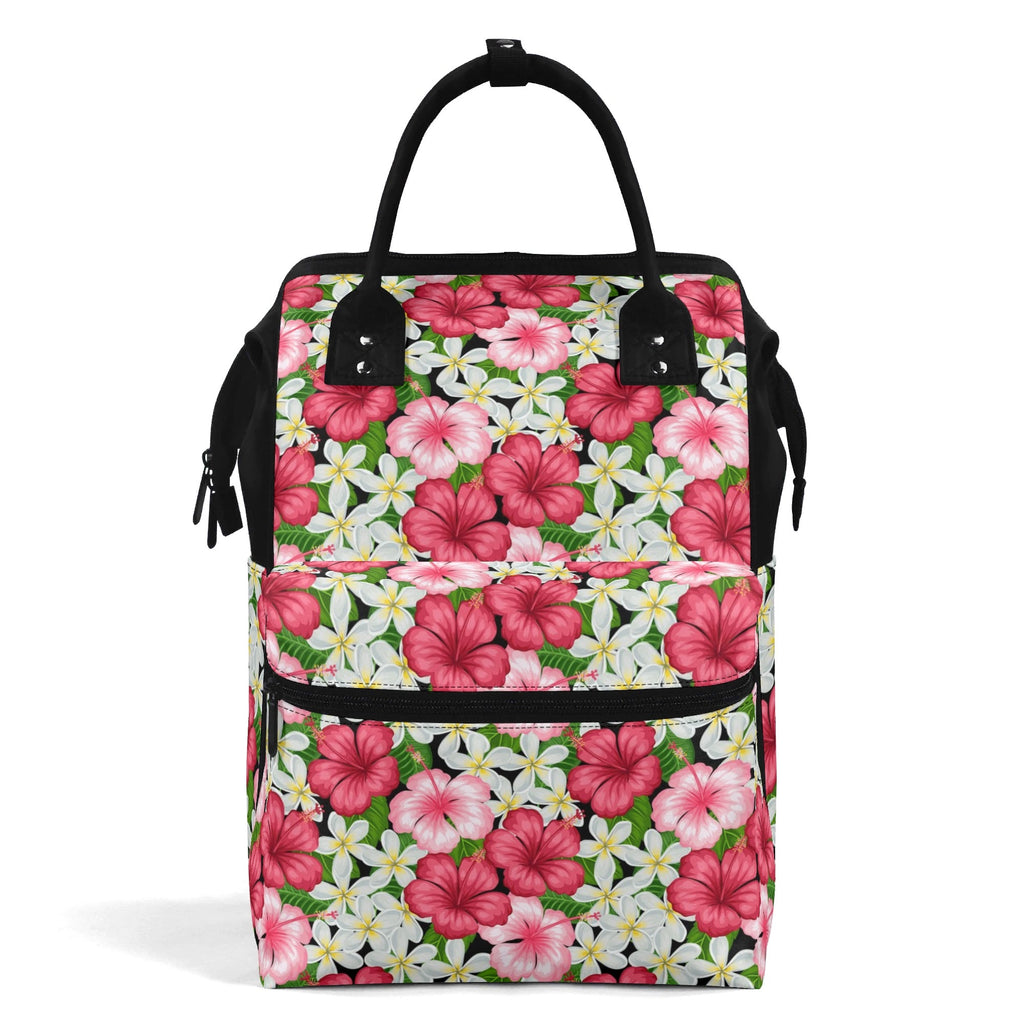 Hibiscus Multi Pocket Backpack Default Title Multi Pocket Backpack Plants Printed Offshore