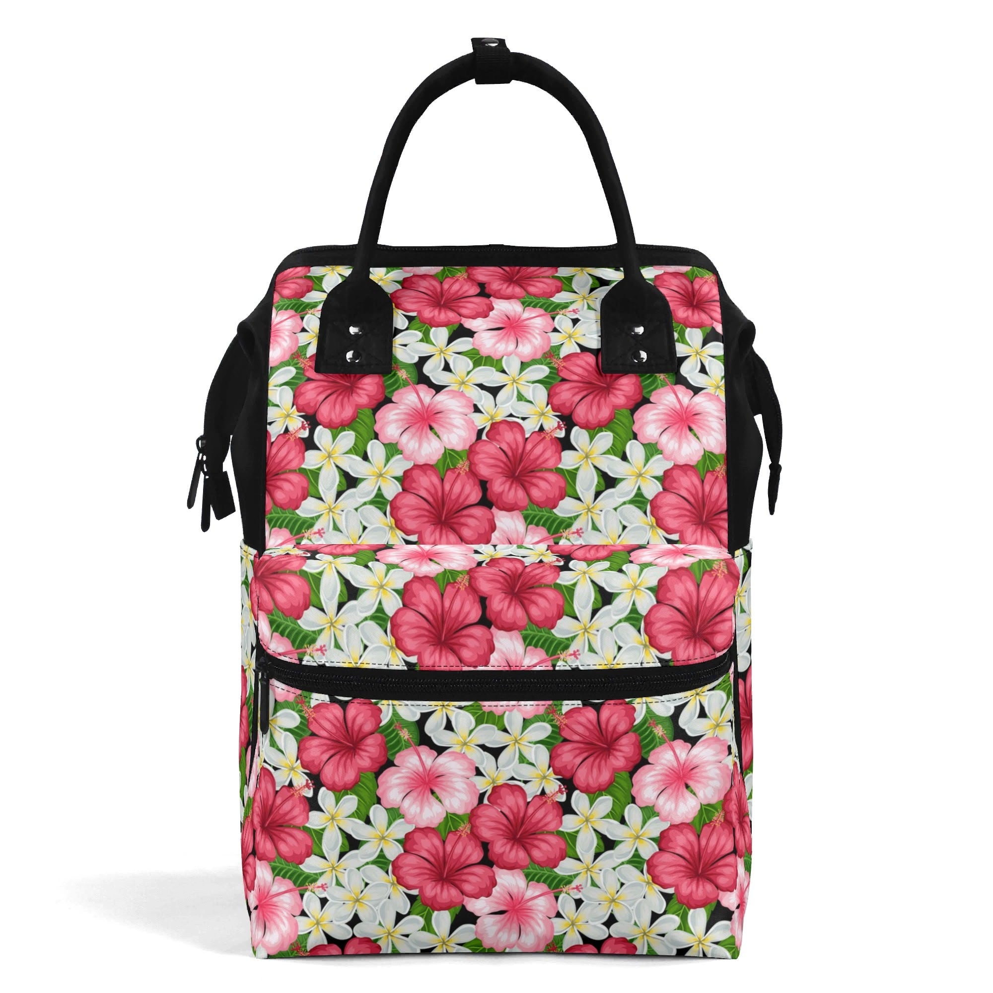 Hibiscus Multi Pocket Backpack Default Title Multi Pocket Backpack Plants Printed Offshore