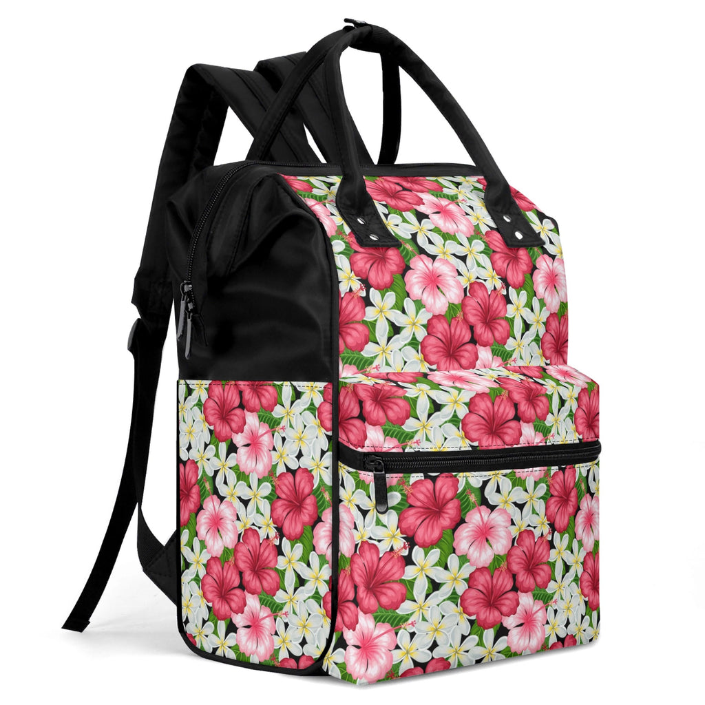 Hibiscus Multi Pocket Backpack Multi Pocket Backpack Plants Printed Offshore