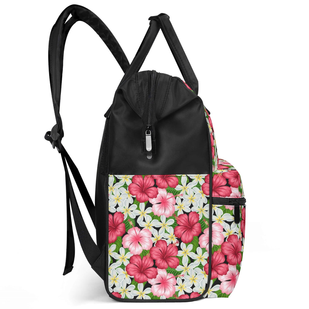 Hibiscus Multi Pocket Backpack Multi Pocket Backpack Plants Printed Offshore