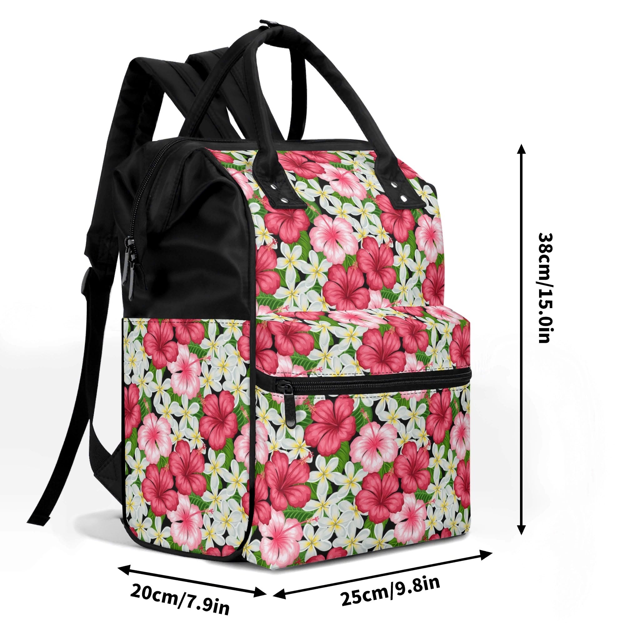 Hibiscus Multi Pocket Backpack Multi Pocket Backpack Plants Printed Offshore