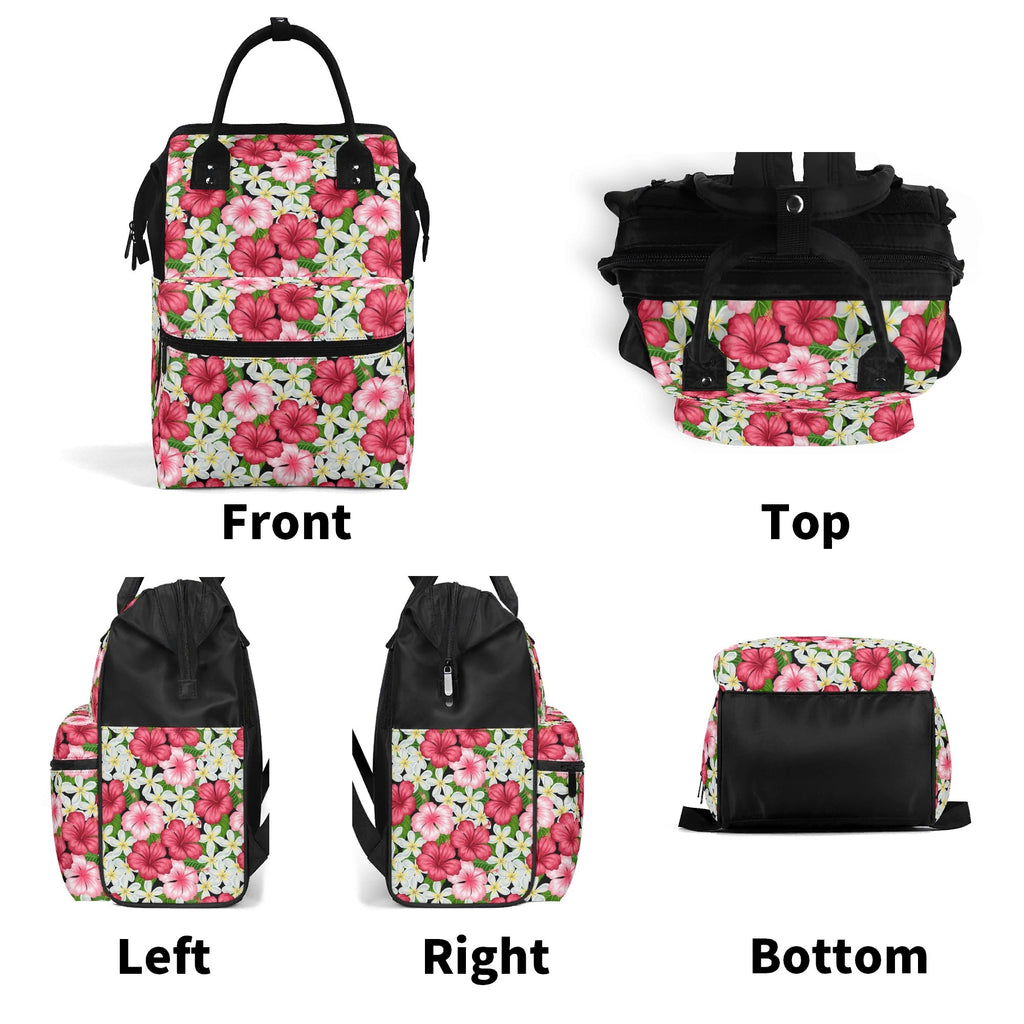 Hibiscus Multi Pocket Backpack Multi Pocket Backpack Plants Printed Offshore