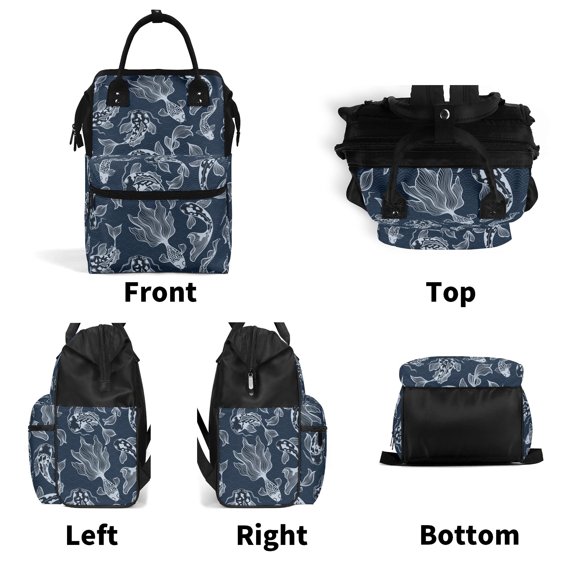 Blue Fish Multi Pocket Backpack Multi Pocket Backpack animal Printed Offshore