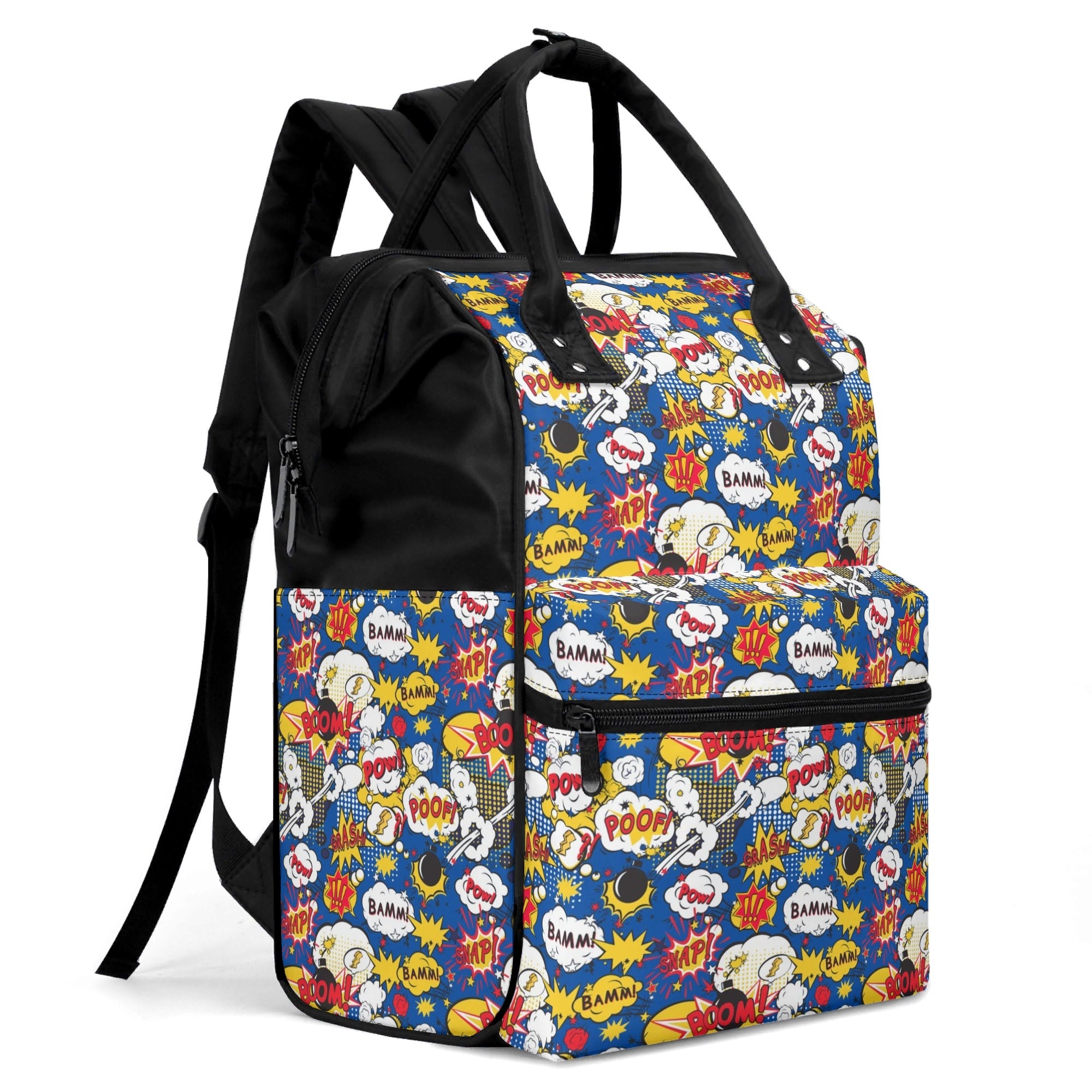 Blue Comic Book Multi Pocket Backpack Multi Pocket Backpack comic Printed Offshore