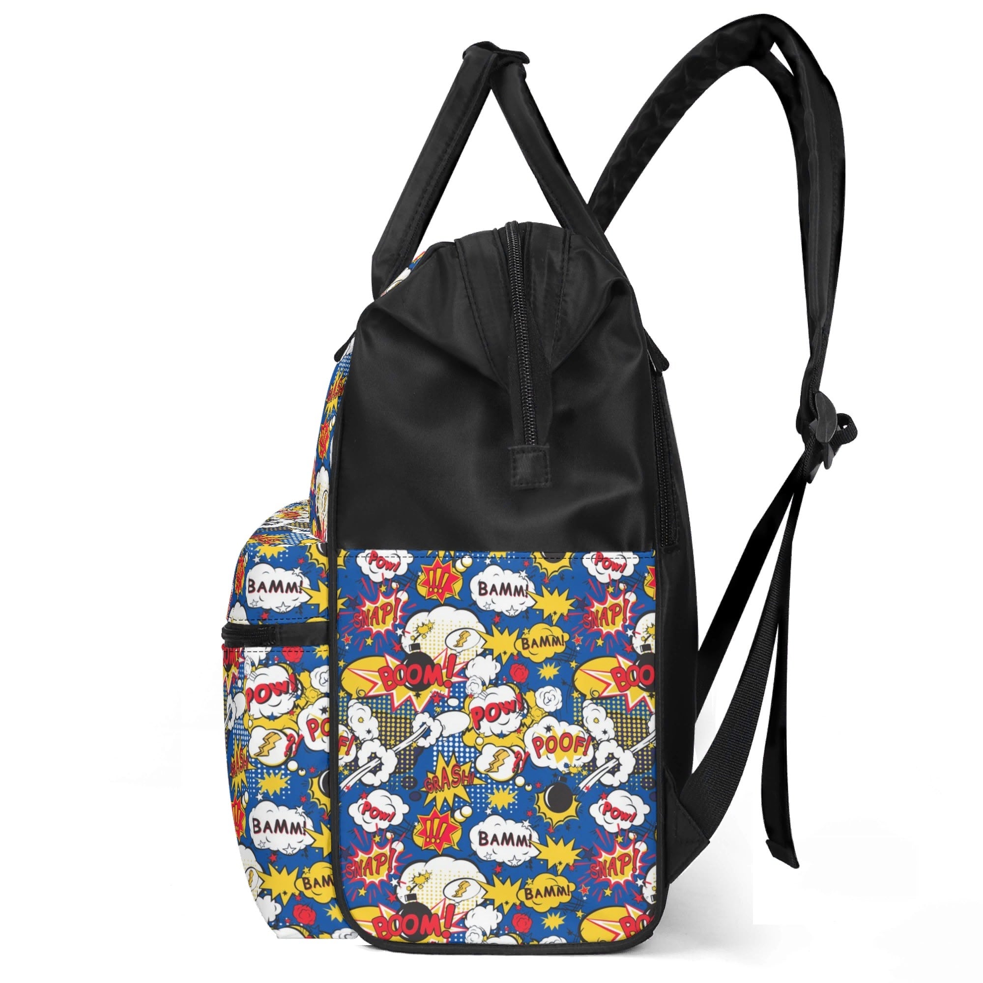 Blue Comic Book Multi Pocket Backpack Multi Pocket Backpack comic Printed Offshore