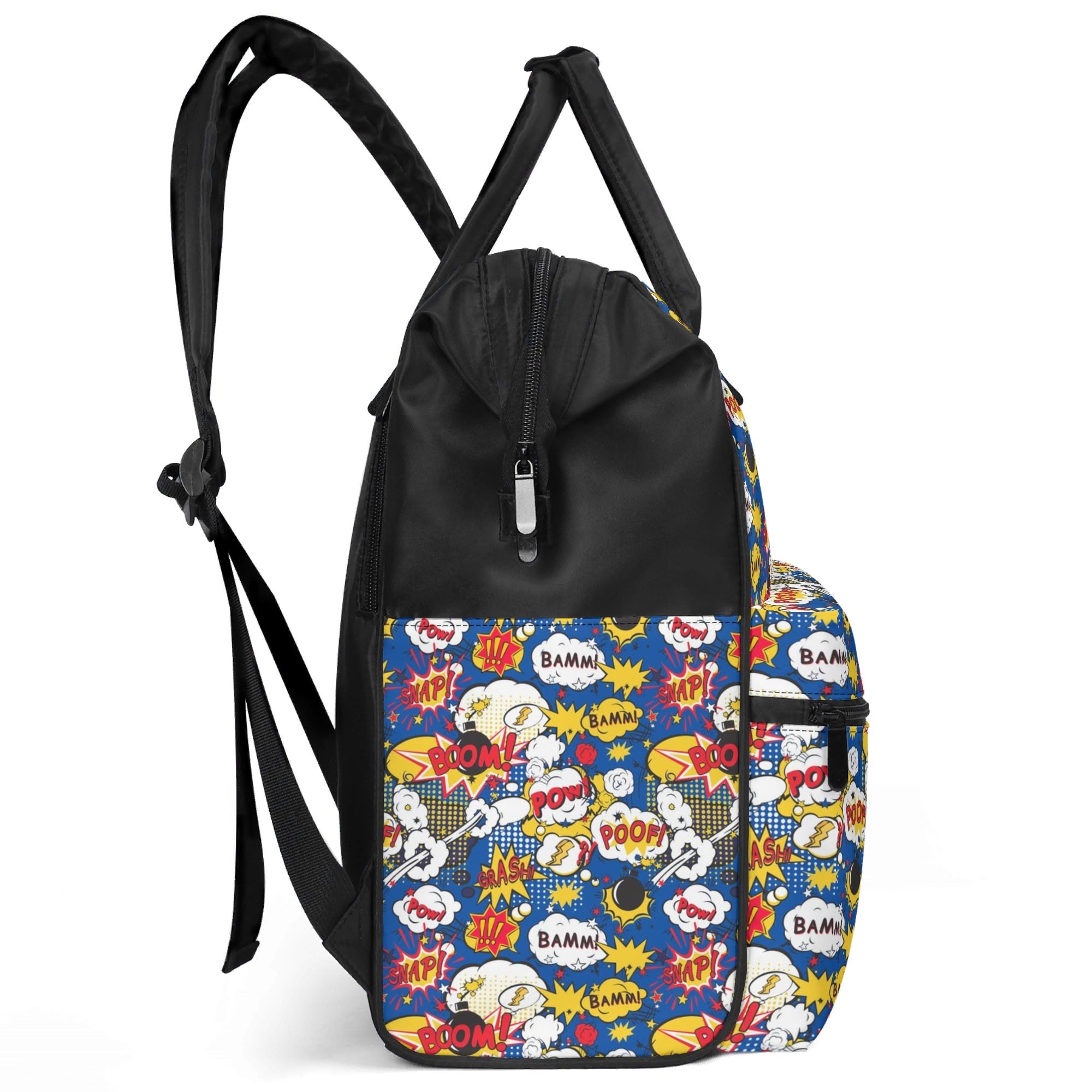 Blue Comic Book Multi Pocket Backpack Multi Pocket Backpack comic Printed Offshore