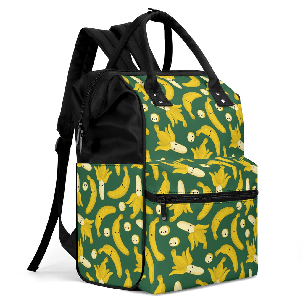 Happy Bananas Multi Pocket Backpack Multi Pocket Backpack Food Printed Offshore