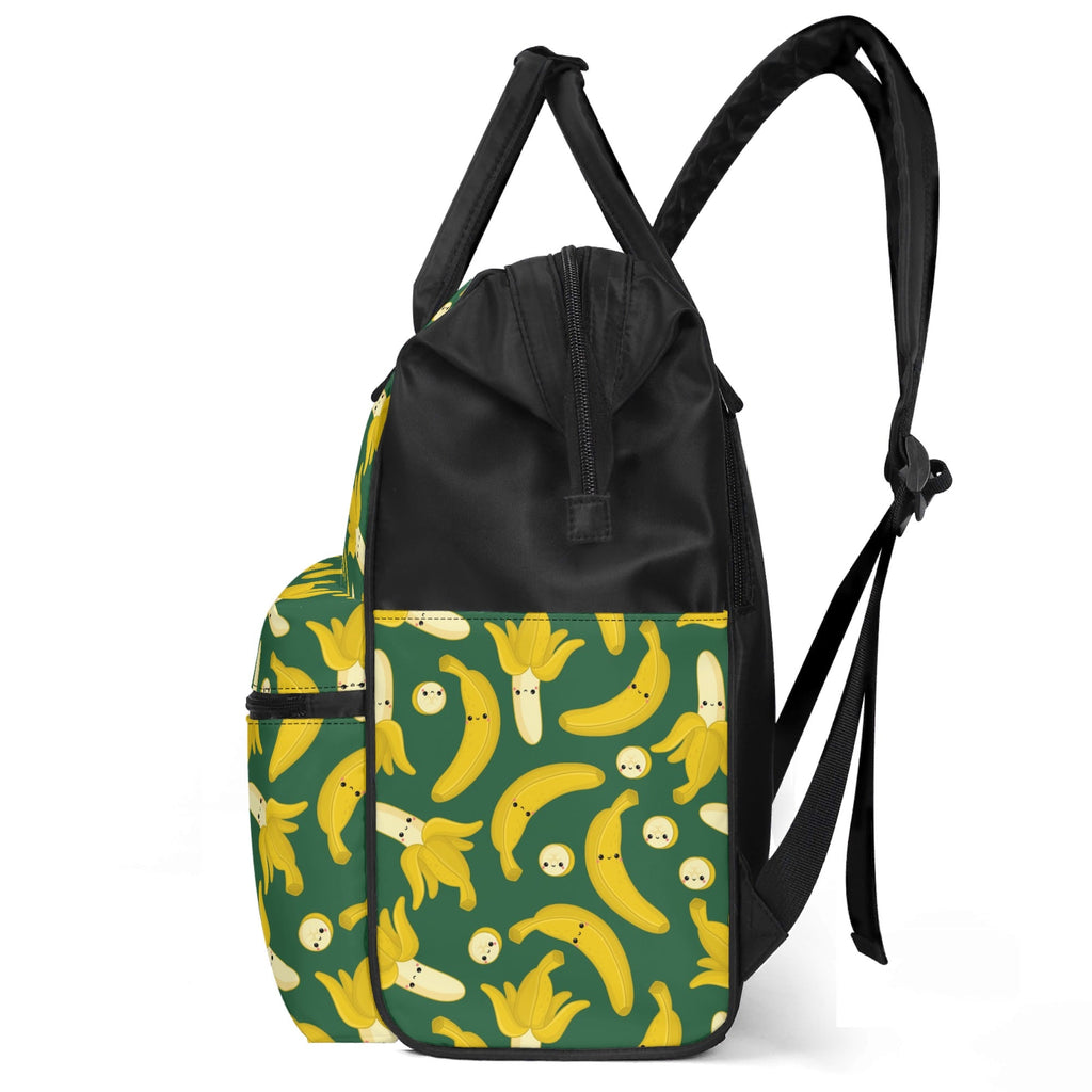 Happy Bananas Multi Pocket Backpack Multi Pocket Backpack Food Printed Offshore
