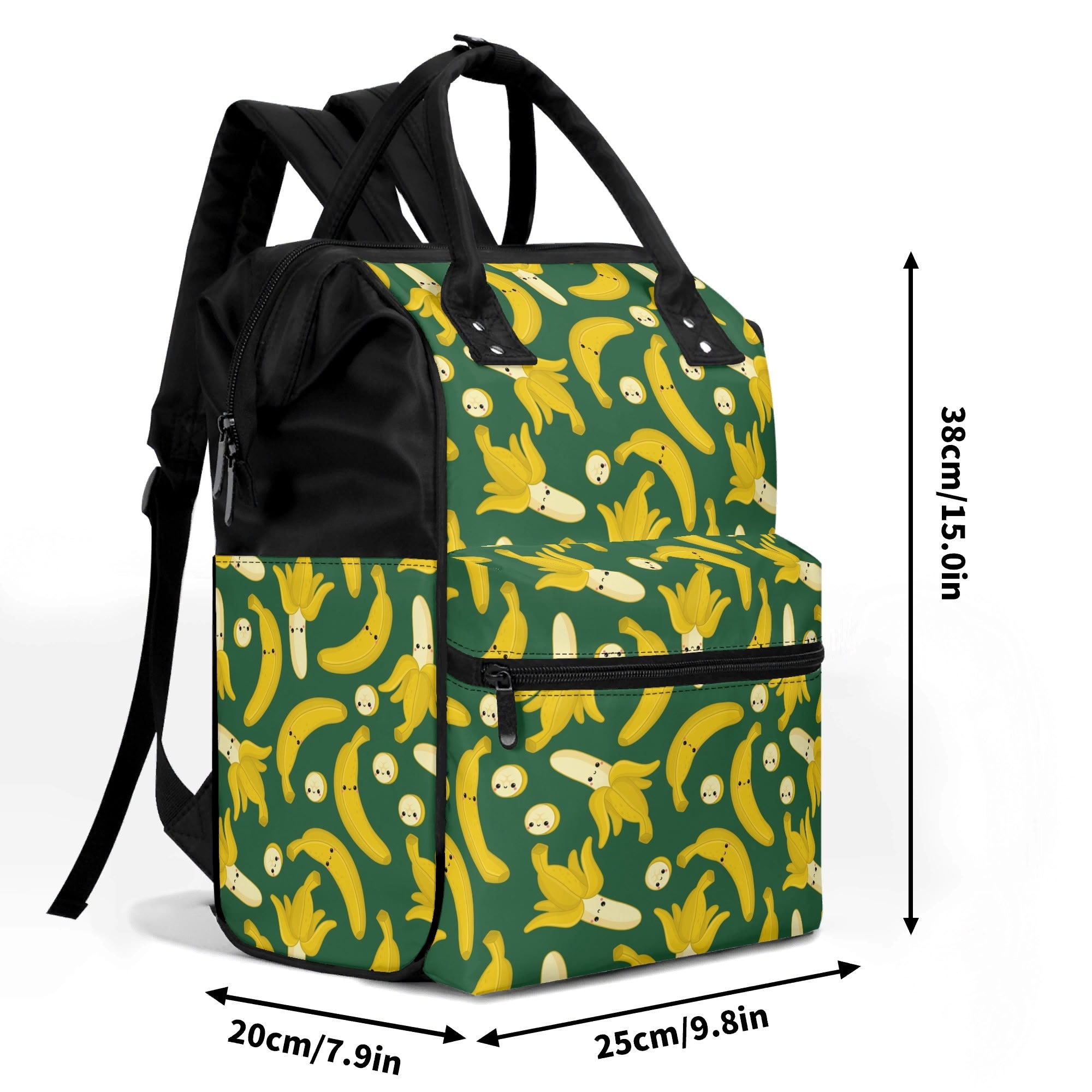 Happy Bananas Multi Pocket Backpack Multi Pocket Backpack Food Printed Offshore