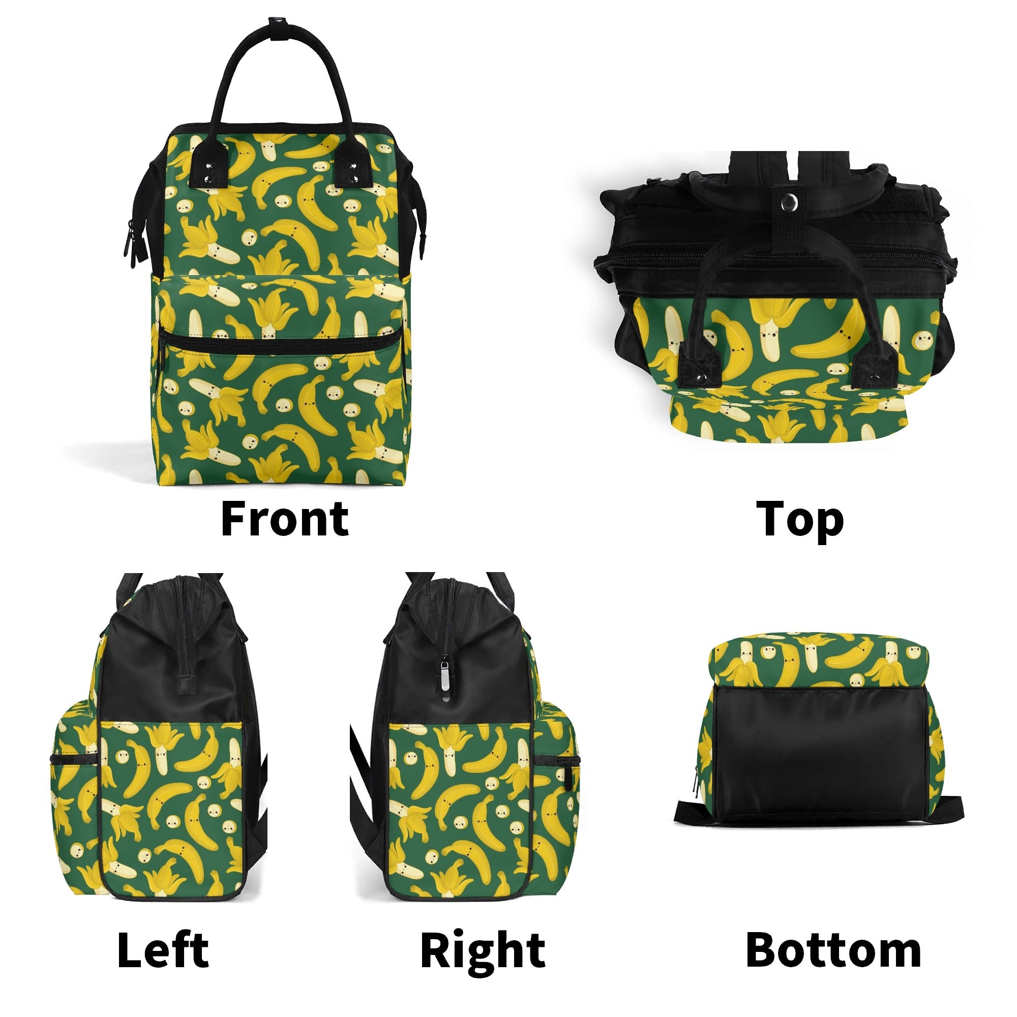 Happy Bananas Multi Pocket Backpack Multi Pocket Backpack Food Printed Offshore