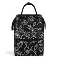 Black And White Floral Multi Pocket Backpack Default Title Multi Pocket Backpack Plants Printed Offshore