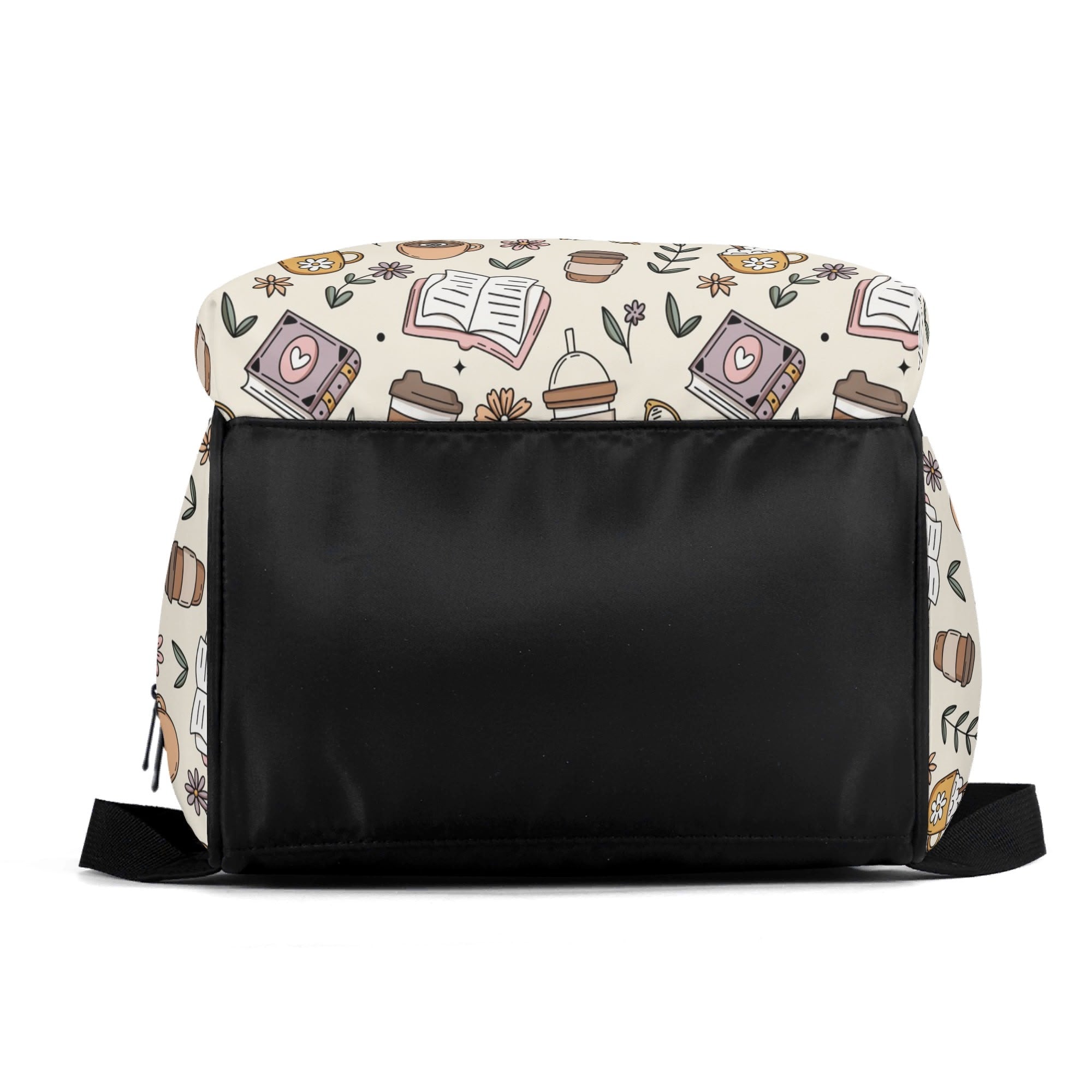 Books And Coffee Multi Pocket Backpack Multi Pocket Backpack Coffee Printed Offshore Reading
