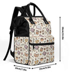 Books And Coffee Multi Pocket Backpack Multi Pocket Backpack Coffee Printed Offshore Reading