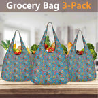 Doughnuts On Blue 3 Pack of Foldable Shopping Bags 3-Pack Shopping Bags Food Printed Offshore