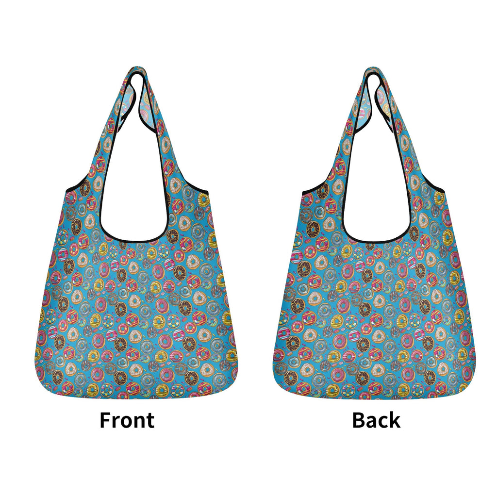 Doughnuts On Blue 3 Pack of Foldable Shopping Bags 3-Pack Shopping Bags Food Printed Offshore