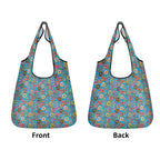 Doughnuts On Blue 3 Pack of Foldable Shopping Bags 3-Pack Shopping Bags Food Printed Offshore