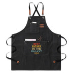 Personalised Best Father In The Galaxy Unisex Canvas Cross Back Chef Apron with Large Pockets Default Title Personalised Canvas Apron Dad Printed Offshore