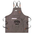 Personalised Cat Mum Unisex Canvas Cross Back Chef Apron with Large Pockets Gray Personalised Canvas Apron animal Mum Printed Offshore
