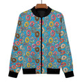 Doughnuts On Blue Womens Zip Up Bomber Jacket 4XL Printed Offshore