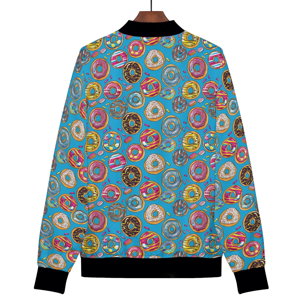 Doughnuts On Blue Womens Zip Up Bomber Jacket Printed Offshore