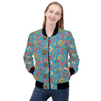 Doughnuts On Blue Womens Zip Up Bomber Jacket Printed Offshore