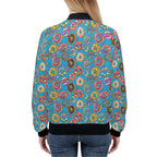 Doughnuts On Blue Womens Zip Up Bomber Jacket Printed Offshore