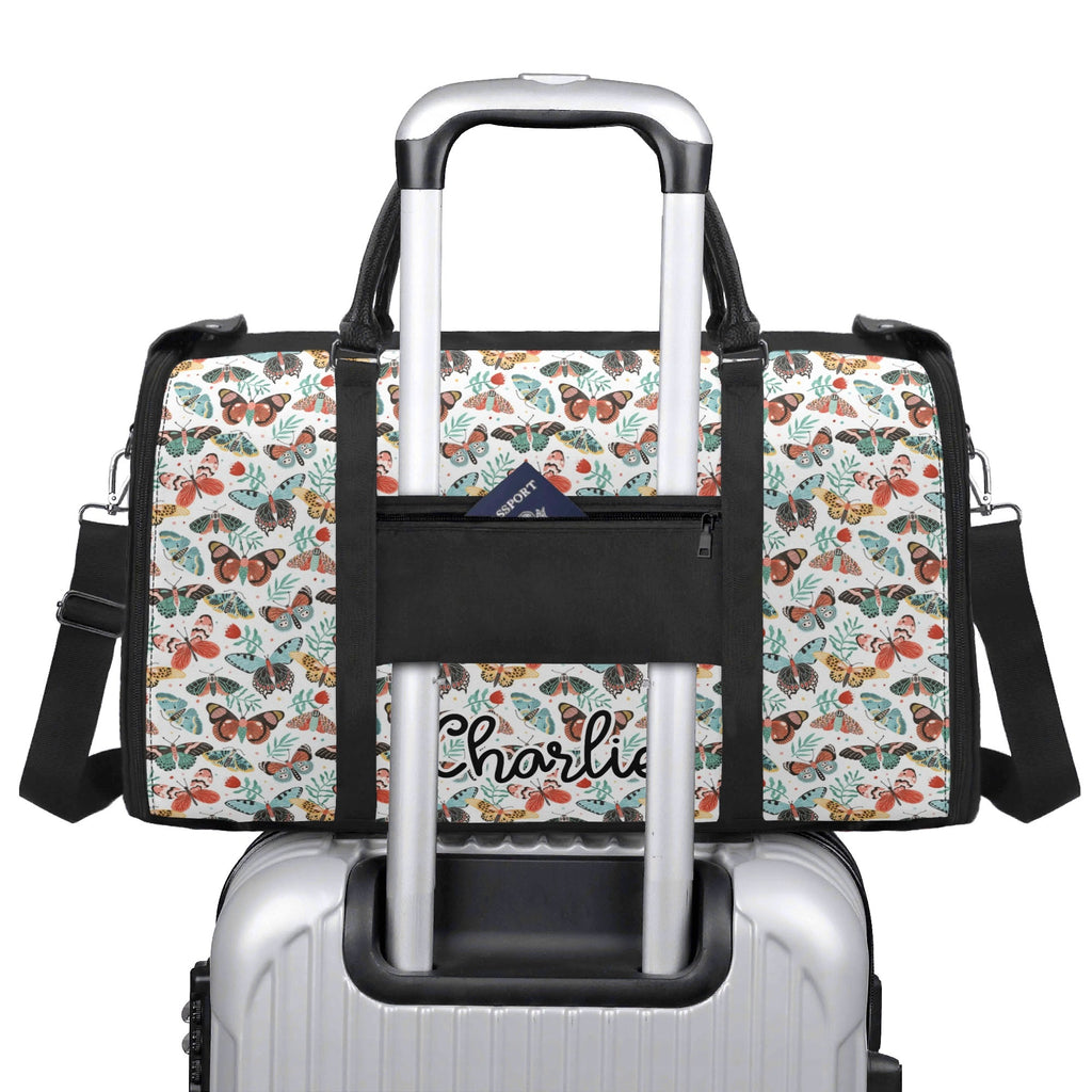 Personalised Pretty Moths And Butterflies Foldable Travel Bag Personalised Foldable Travel Bag animal Printed Offshore