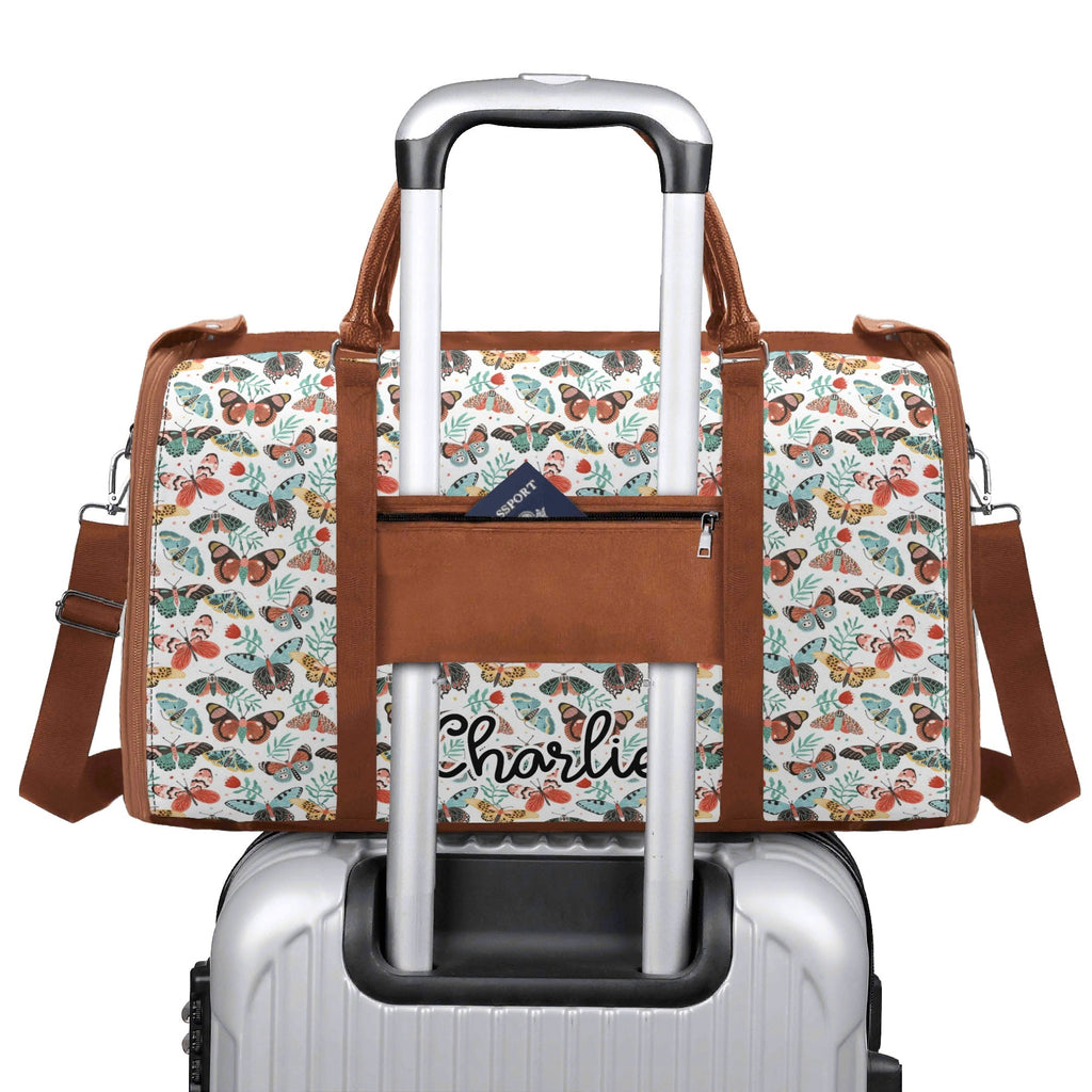 Personalised Pretty Moths And Butterflies Foldable Travel Bag Personalised Foldable Travel Bag animal Printed Offshore