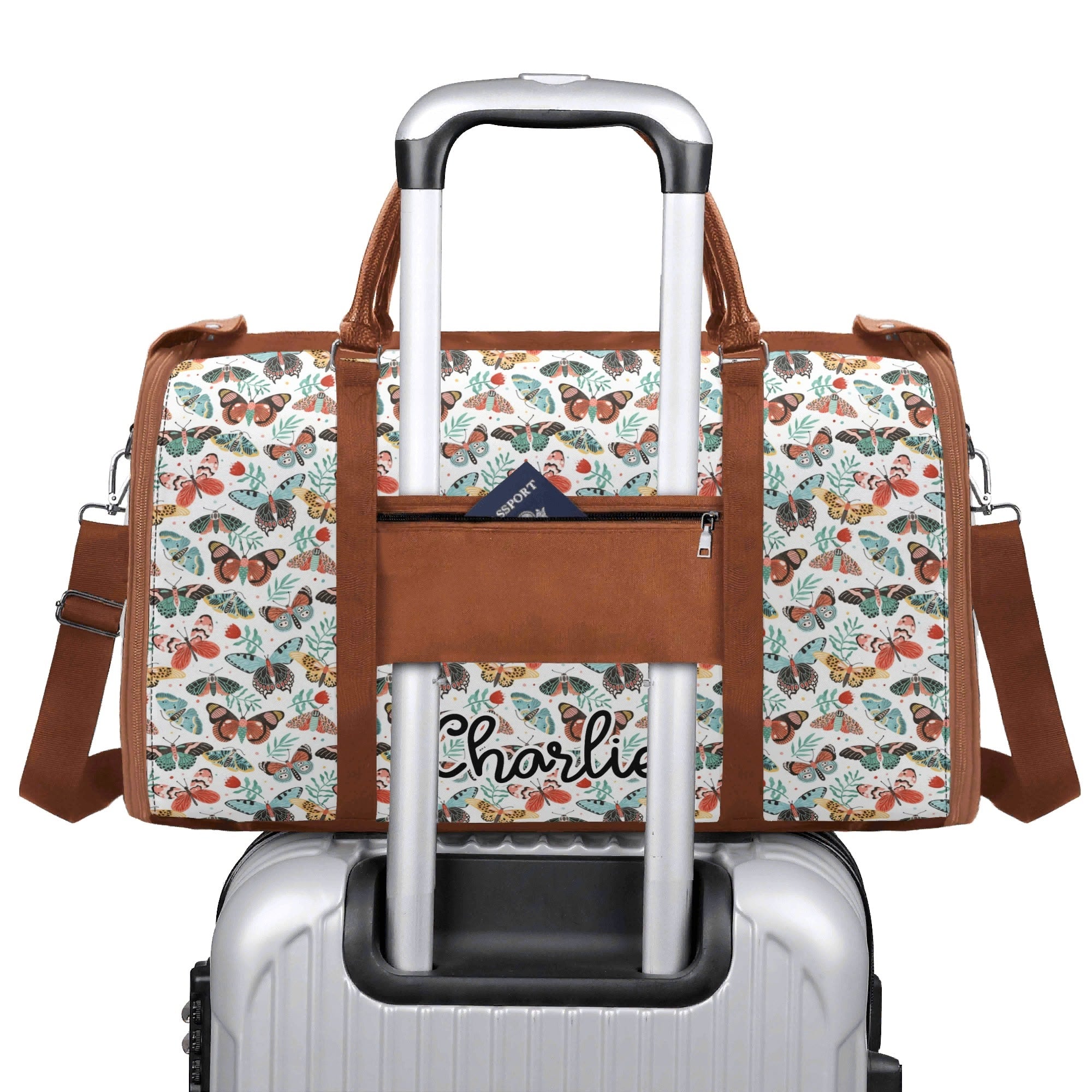 Personalised Pretty Moths And Butterflies Foldable Travel Bag Personalised Foldable Travel Bag animal Printed Offshore