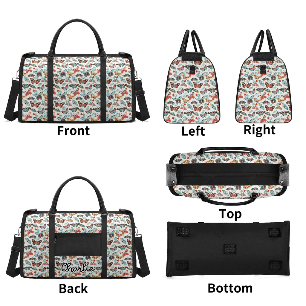 Personalised Pretty Moths And Butterflies Foldable Travel Bag Personalised Foldable Travel Bag animal Printed Offshore