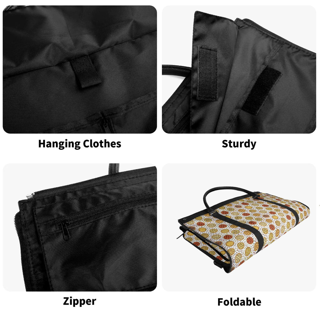 Personalised Round Pizzas On White Foldable Travel Bag Personalised Foldable Travel Bag Food Printed Offshore