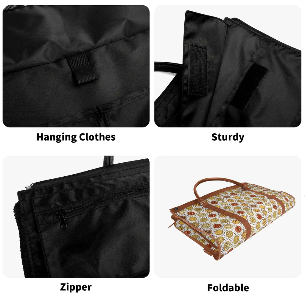 Personalised Round Pizzas On White Foldable Travel Bag Personalised Foldable Travel Bag Food Printed Offshore